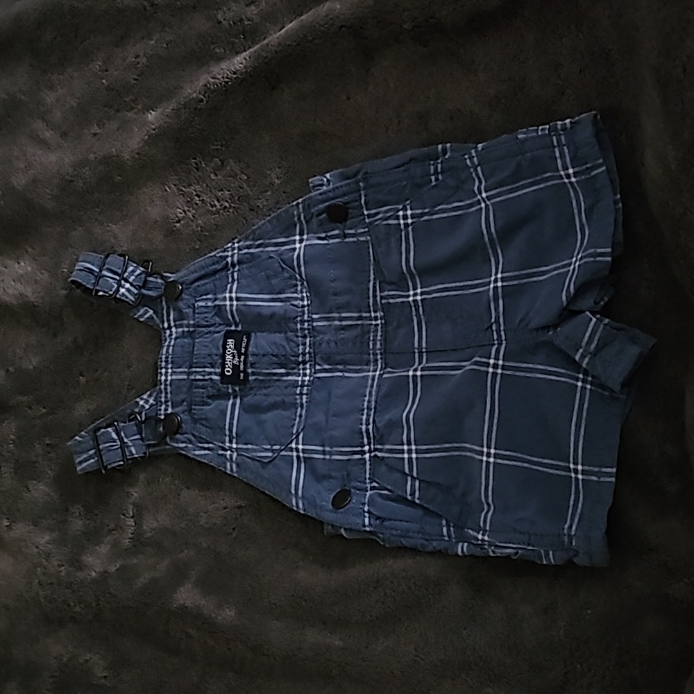 OshKosh 6m blue and white short overalls